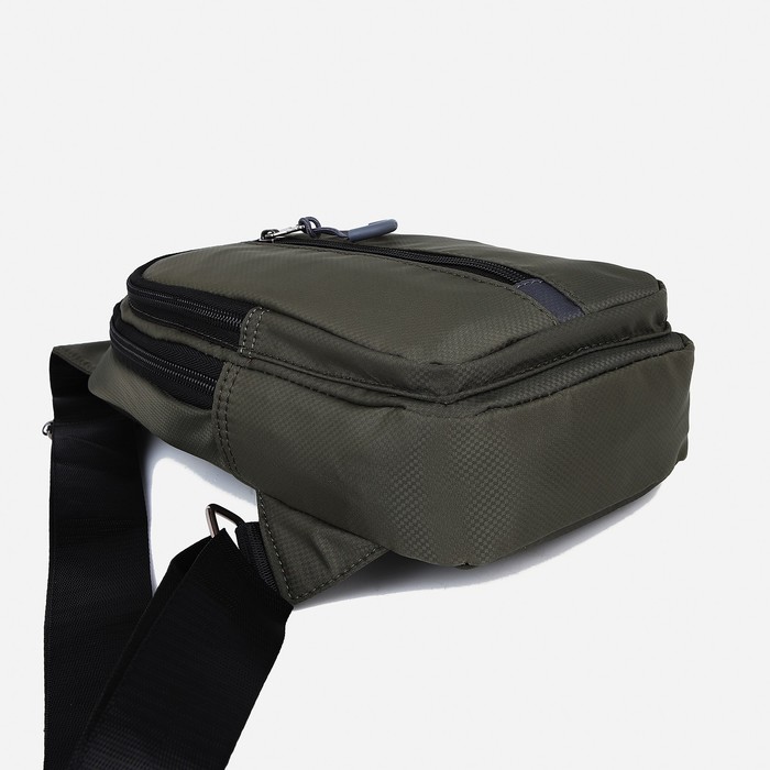 Рюкзак-слинг 15*5,5*29 см, 1 отд на молнии, 3 н/кармана, выход д/наушников, зеленый