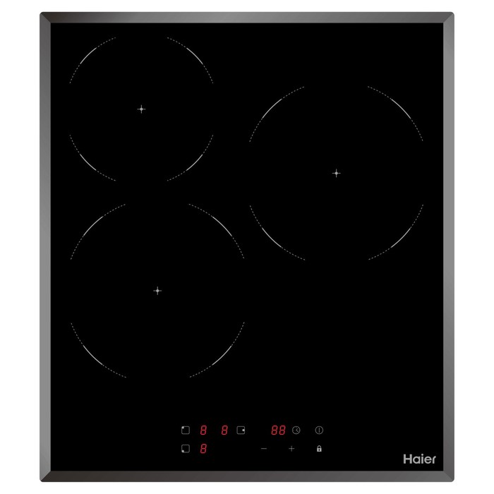 Варочная панель Haier HHY-C53NVB, электрическая, 3 конфорки, чёрная - Фото 1