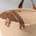 Корзина для хранения Доляна «Айко», плетёная, ручной работы, с ручками, 21.5×21.5×16.5 см, бежевая - Фото 3