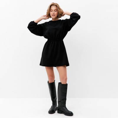 Платье с кулиской женское MINAKU: Casual Collection, чёрное, размер 44