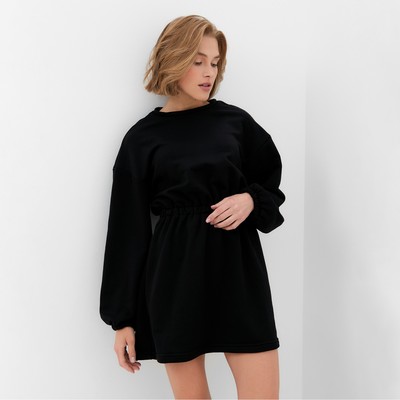 Платье с кулиской женское MINAKU: Casual Collection, чёрное, размер 44