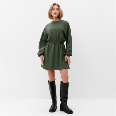 Платье с кулиской женское MINAKU: Casual Collection, хаки, размер 42