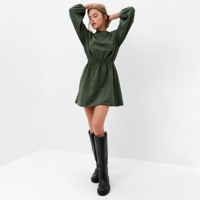 Платье с кулиской женское MINAKU: Casual Collection, хаки, размер 42