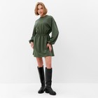 Платье с кулиской женское MINAKU: Casual Collection, хаки, размер 44 - Фото 6