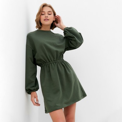 Платье с кулиской женское MINAKU: Casual Collection, хаки, размер 48