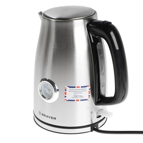 

УЦЕНКА Чайник электрический BRAYER BR1022, металл, 1.7 л, 2200 Вт, термометр, серебристый