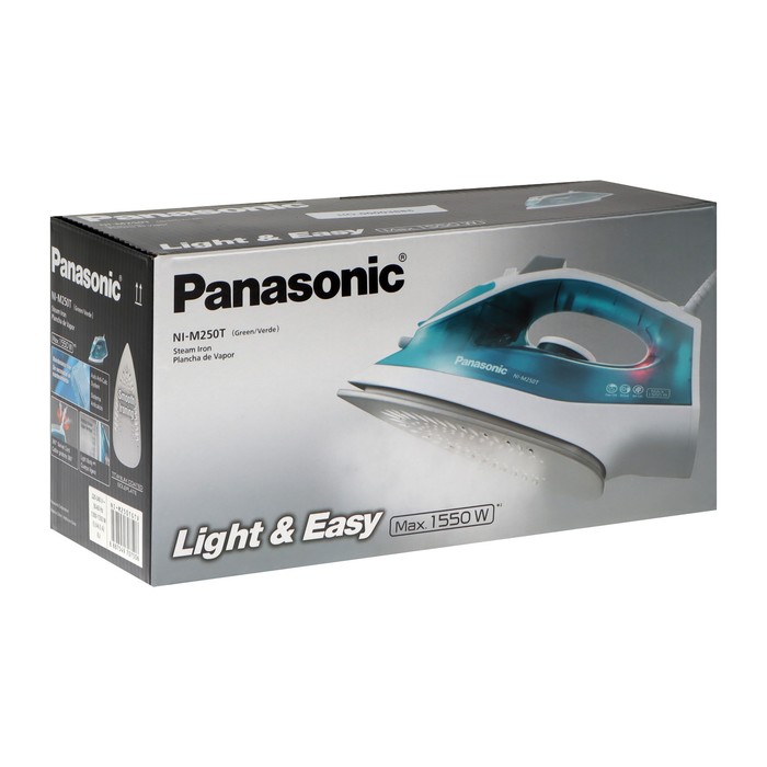 Утюг PANASONIC NI-M 250TGTV GREEN, 1550 Вт, 15 г/мин, пар удар 75 г/мин, 210 мл, бирюзовый - фото 51329619