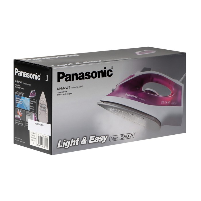 Утюг PANASONIC NI-M 250TPTV PINK, 1550 Вт, 15 г/мин, пар удар 75 г/мин, 210 мл, шнур 1.8 м - фото 51329625