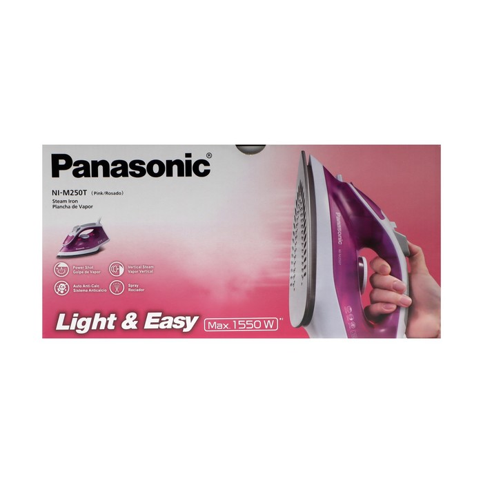 Утюг PANASONIC NI-M 250TPTV PINK, 1550 Вт, 15 г/мин, пар удар 75 г/мин, 210 мл, шнур 1.8 м - фото 51329627