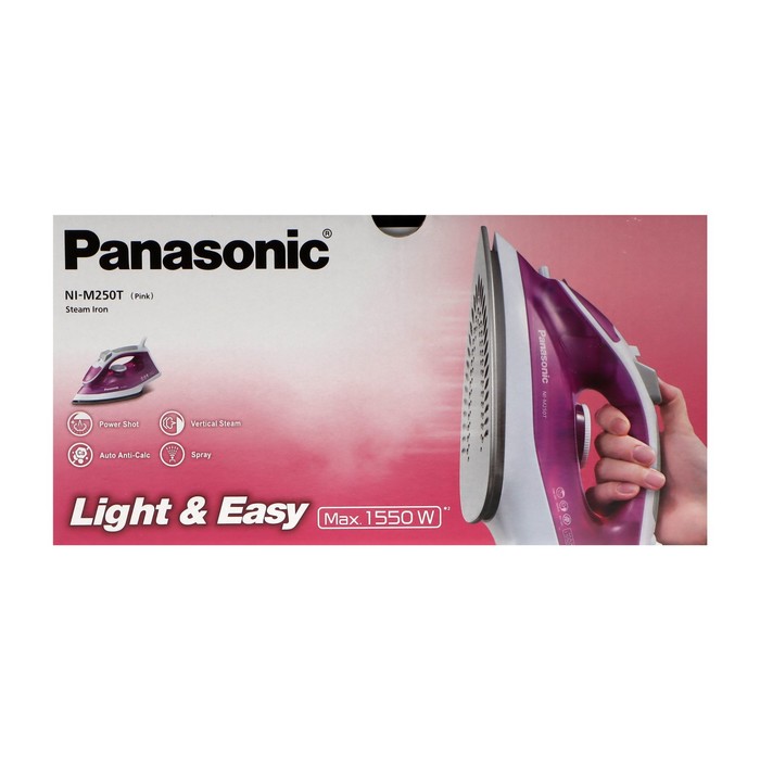 Утюг PANASONIC NI-M 250TPTH PINK, 1550 Вт, 15 г/мин, пар удар 75 г/мин, 210 мл, розовый - фото 51329643