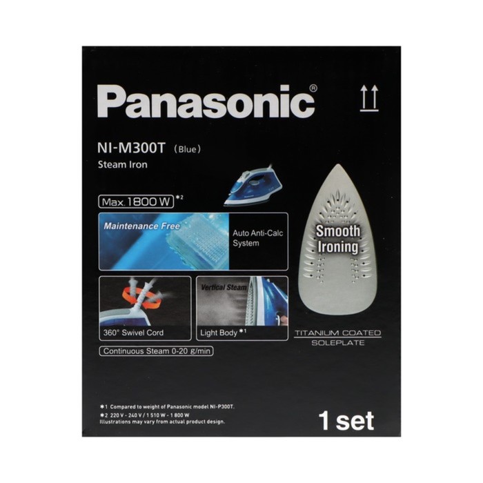 Утюг PANASONIC NI-M 300TATH BLUE, 1800 Вт, 20 г/мин, пар удар 80 г/мин, 210 мл, синий - фото 51329653