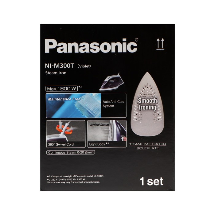 Утюг PANASONIC NI-M 300TVTH VIOLET, 1800 Вт, 20 г/мин, пар удар 80 г/мин, 210 мл, фиолетовый - фото 51329661