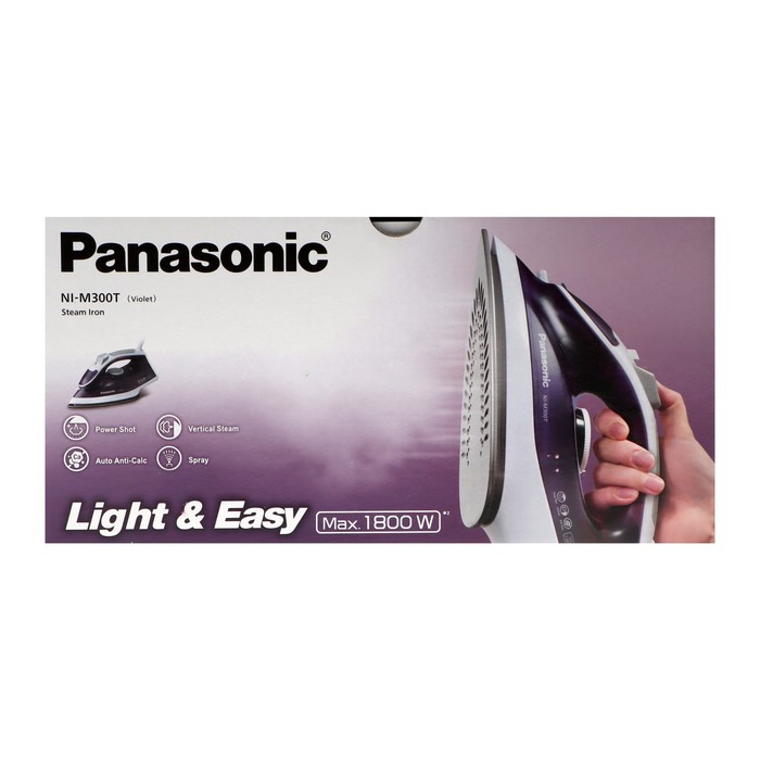 Утюг PANASONIC NI-M 300TVTH VIOLET, 1800 Вт, 20 г/мин, пар удар 80 г/мин, 210 мл, фиолетовый - фото 51329662