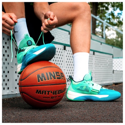 Баскетбольный мяч MINSA, матчевый, клееный, 8 панелей, р. 7, microfiber PU