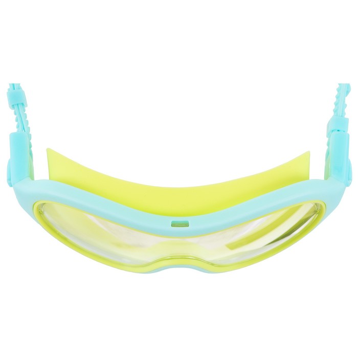 Полумаска для плавания с берушами, детская, цвет голубой/жёлтый