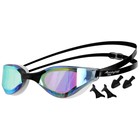 Очки для плавания ONLYTOP, с зеркальным покрытием, беруши, набор носовых перемычек, цвет чёрный - фото 4603299