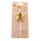 Свеча в торт на шпажке «Воздушный шарик.Звезда», цифра 4, 5.5 см, золотая - Фото 4