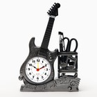 Будильник "Гитара", дискретный ход, с карандашницей, 1АА, 15.5 х 22 х 5.5 см, серебро - фото 319659778