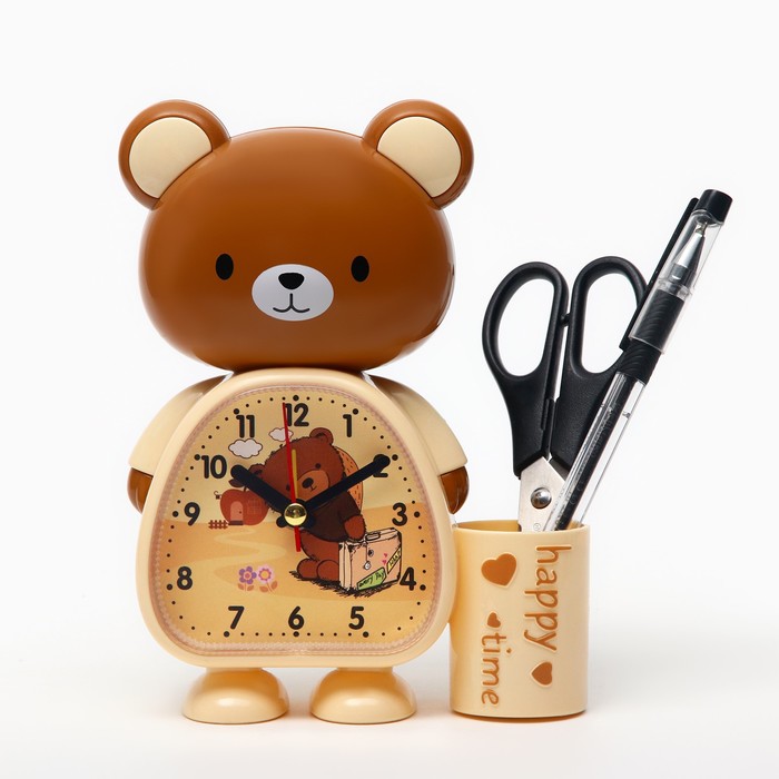 Будильник «Мишка», дискретный ход, от батарейки 1×АА, 17×4×12 см - Фото 1
