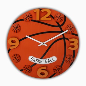 Часы настенные, серия: Детские, "Баскетбольный мяч", дискретный ход, d-30 см