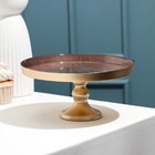 Блюдо с бортом на ножке Victoria Marrone, стеклянная, d=21 см - фото 51646968