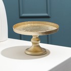 Блюдо на ножке «Золотая кувшинка», стеклянное, d=16 см - Фото 2