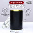 Тубус 73×110 мм (90 мм внутренняя высота), картон, металлическая крышка чёрный - Фото 1