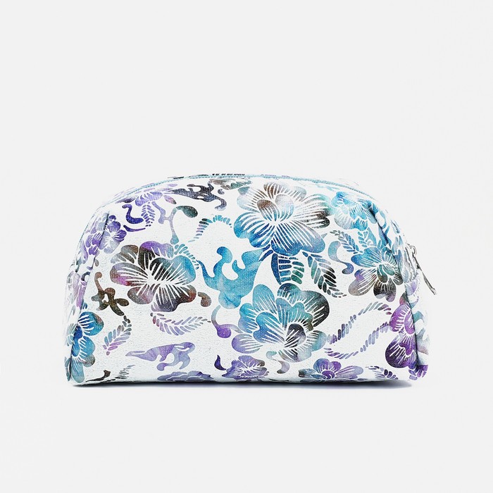 Косметичка на молнии, цвет бирюзовый/белый 37404