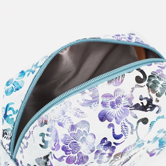 Косметичка на молнии, цвет бирюзовый/белый 37404