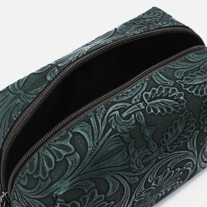 Косметичка на молнии, цвет зелёный 37405