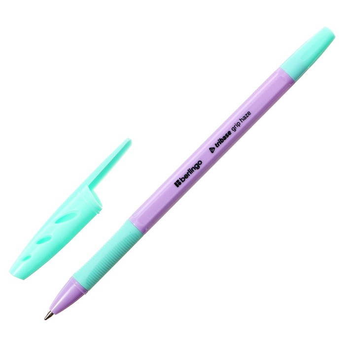 Ручка шариковая Berlingo "Tribase grip haze", 0,7 мм, грип, синяя, микс