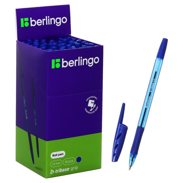 Ручка шариковая Berlingo Tribase grip, 1,0 мм, грип,синяя