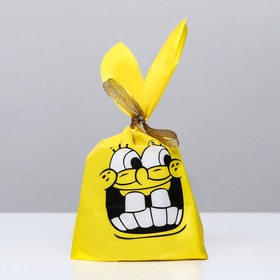 Пакет подарочный полиэтиленовый, жёлтый с ушками, 13?23 см (комплект 20 шт)