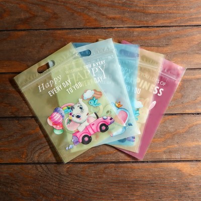 Пакет подарочный, с zip-lock застежкой, 15×22 см, МИКС