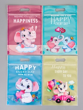 Пакет подарочный, с zip-lock застежкой, 15?22 см, МИКС (комплект 50 шт)