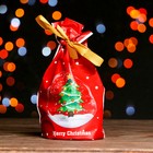 Пакет полиэтиленовый подарочный "Новогодний шар", с завязками, 15*23см - фото 319661268