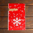 Пакет полиэтиленовый подарочный новогодний, с завязками «Снежинки», 15×23 см - фото 118573638