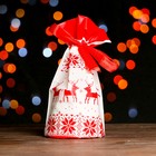 Пакет полиэтиленовый подарочный, с завязками "Новогодний узор", 15*23см - фото 319661286