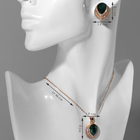 Гарнитур 2 предмета: серьги, кулон «Эдель» трио капель, цвет изумрудно-белый в золоте, 50 см - фото 23657482