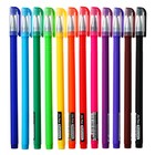 Набор шариковых ручек 12 цветов, 1 мм, однотонный цвет корпуса софтач, в блистере - Фото 2