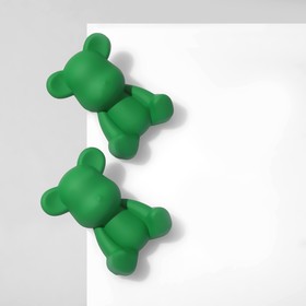Серьги пластик «Мишки», цвет зелёный