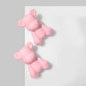 Серьги пластик "Мишки", цвет розовый