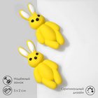 Серьги пластик «Зайцы», цвет жёлтый - фото 9398612