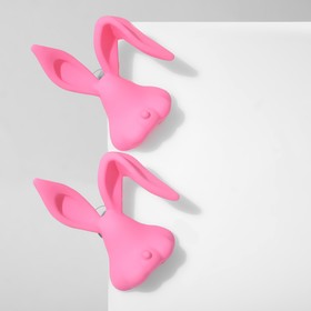 Серьги пластик "Кролики", цвет розовый