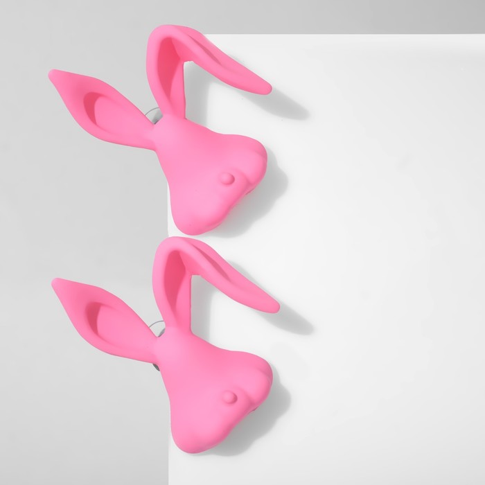 Серьги пластик «Кролики», цвет розовый - фото 1910719863