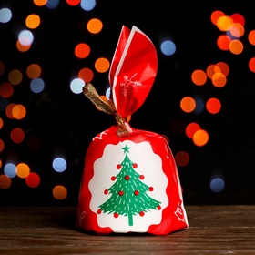 Пакет полиэтиленовый подарочный новогодний, с ушками «Ёлка», 13?22 см (комплект 20 шт)
