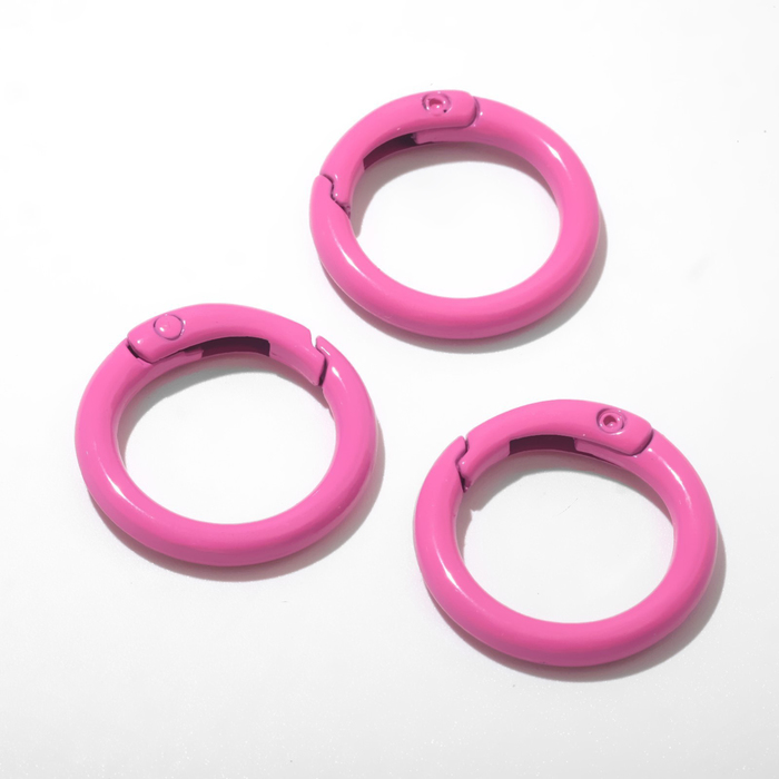 Карабин «Кольцо» d=2,5 см (набор3 шт.), цвет ярко-розовый - Фото 1