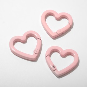 Карабин "Сердце" 2,5*2,5*0,4см (набор 3шт), цвет розовый