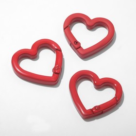 Карабин «Сердце» 2,5×2,5×0,4см (набор 3шт), цвет красный