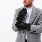 Перчатки мужские, размер 21, с утеплителем, цвет чёрный - Фото 4